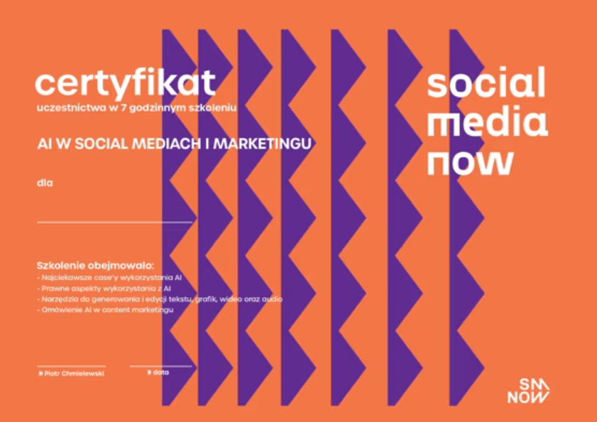 Certyfikat Social Media Now, AI w social mediach i marketingu